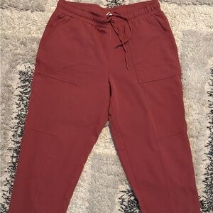Women's Burgundy Linen Drawstring Pants